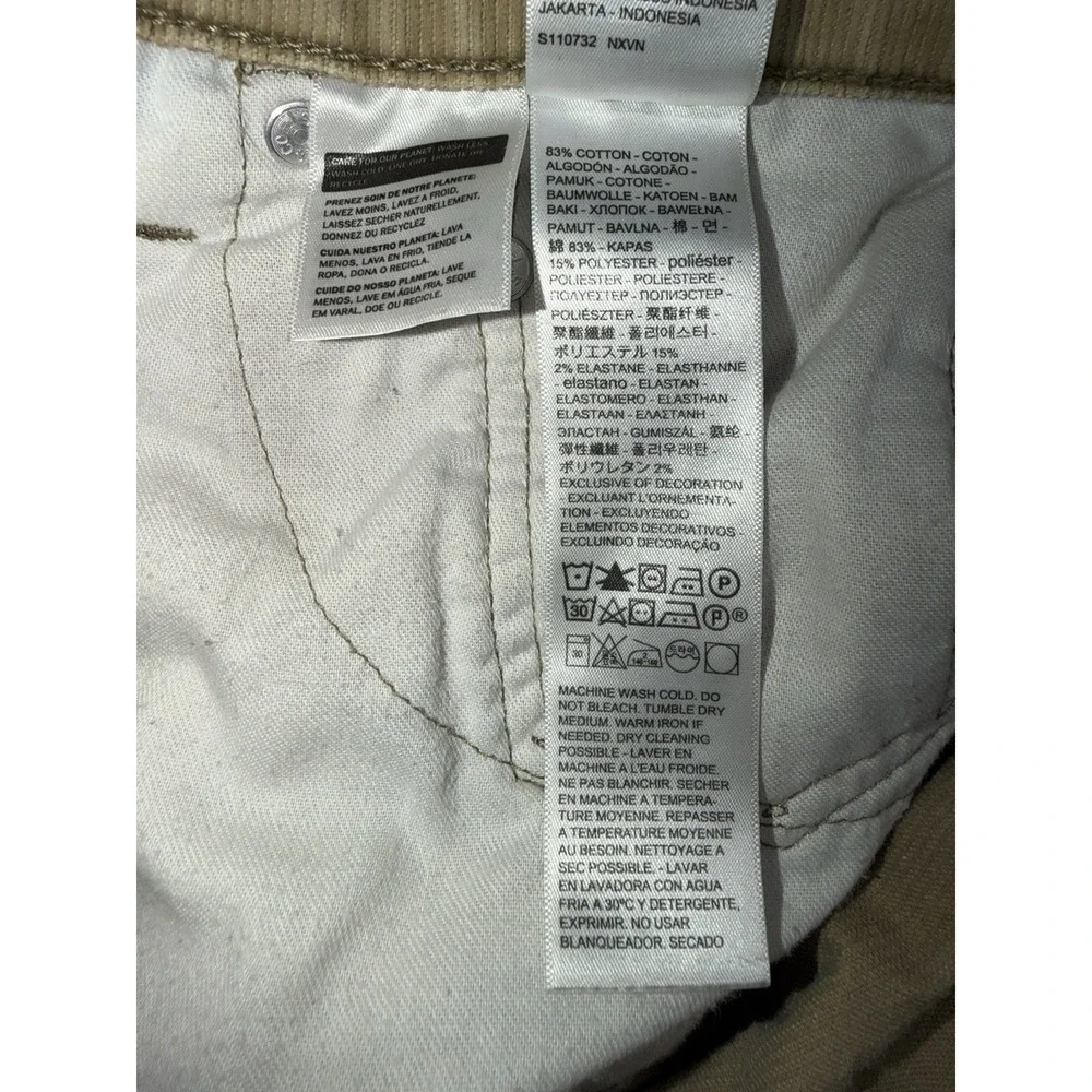 Levis 511 Corduroy Slim Fit Mens 32x32 Pants Khaki Tan 5 Pocket Casual Preppy